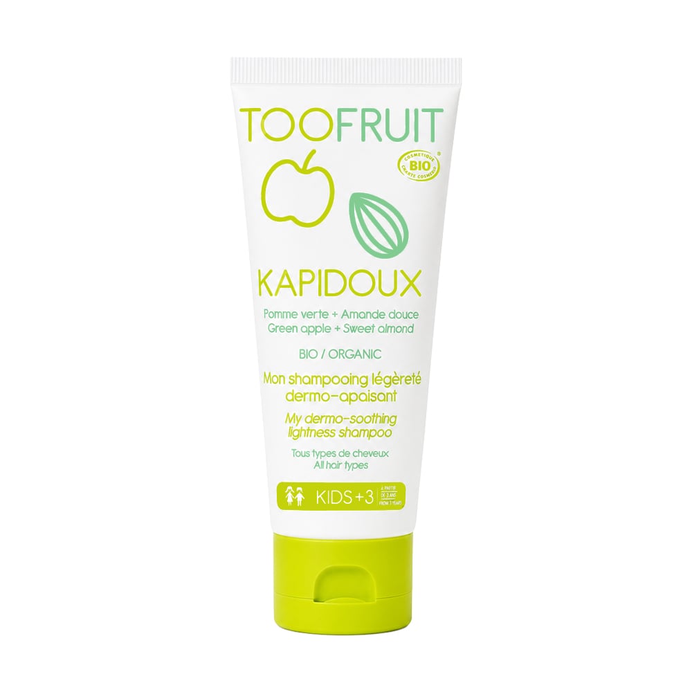 Дитячий пом'якшувальний легкий шампунь для волосся TOOFRUIT Kapidoux Dermo-Soothing Lightness Shampoo Яблуко-Мигдаль, від 3 років, 25 мл